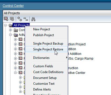 Figure 2 ARCHIVE database "Restore"