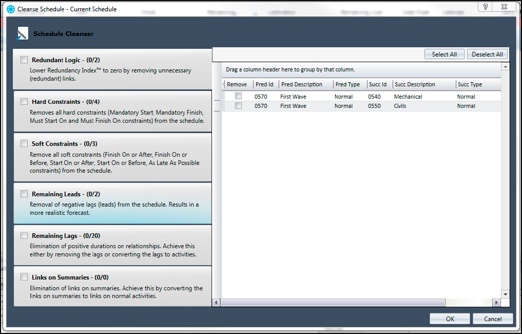 Figure 2—Schedule Cleanse screen