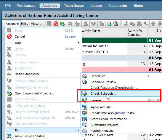 Running the "Check Schedule" Feature with P6 EPPM - DRMcNatty & Associates